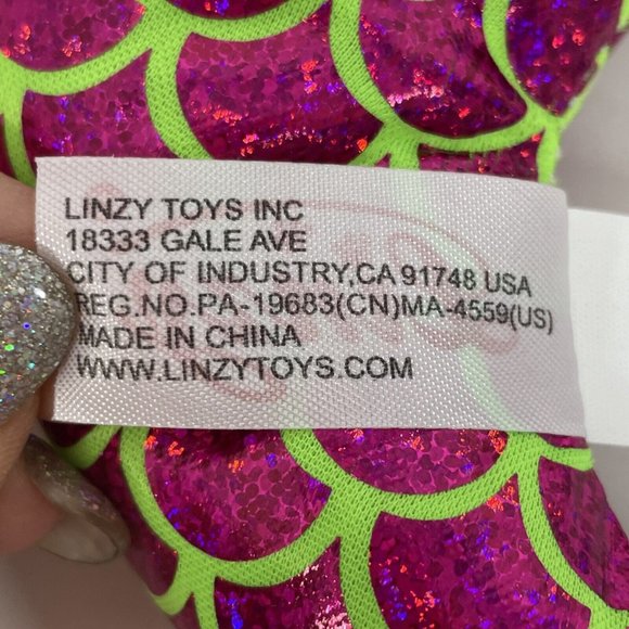 Linzy Toys Mermaid Plush Doll 14” Purple Hair Green Bikini Shells Pink Tail - Picture 9 of 15